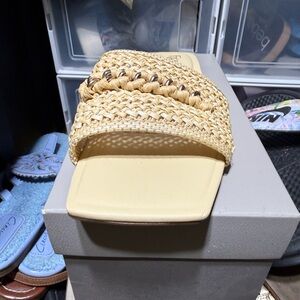 Franco Sarto Carver Woven Natural color Slide Sandals